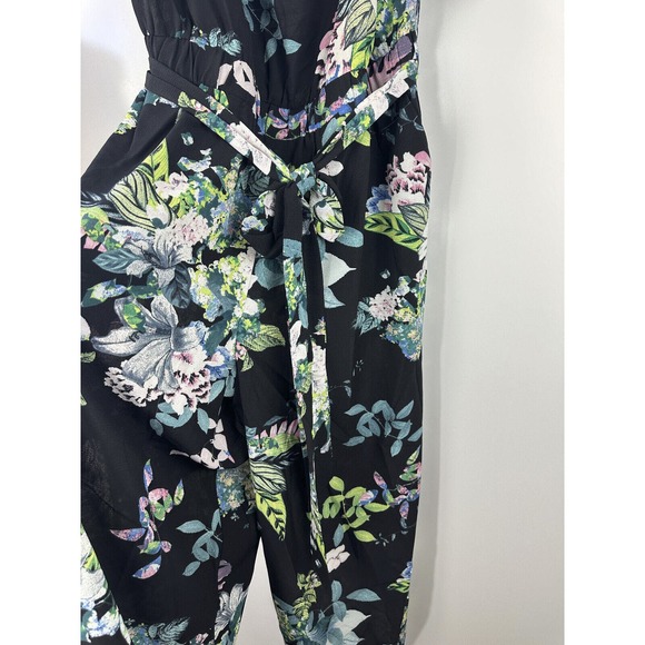 NWT City Chic Kalani Jumpsuit Tie Belt Black Blue Floral Pockets Plus Size M 18 - Picture 10 of 12